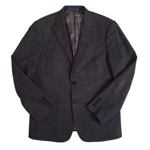 Sondergaard Copenhagen Men's Charcoal/Brown Plaid Slim Blazer